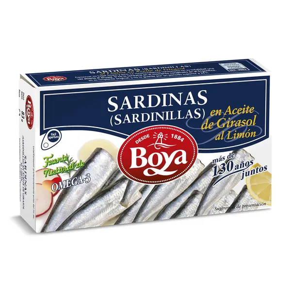Sardinas en aceite vegetal Boya 63 g 2