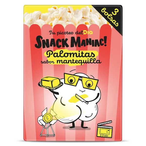 Palomitas sabor mantequilla para microondas Dia Snack Maniac 270 g 2