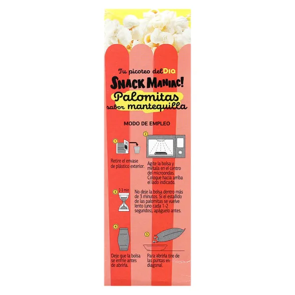 Palomitas sabor mantequilla para microondas Dia Snack Maniac 270 g 4