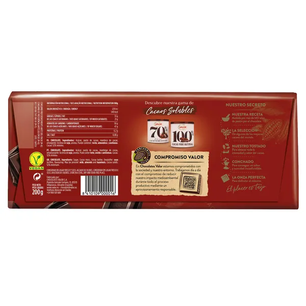 Chocolate puro Valor 200 g 3