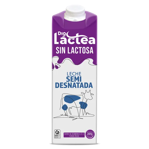 Leche semidesnatada sin lactosa Dia Láctea 1 L 2