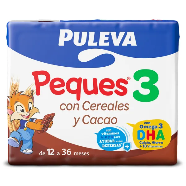 Leche infantil con cereales y cacao Peques 3 Puleva brik 3 x 200 ml