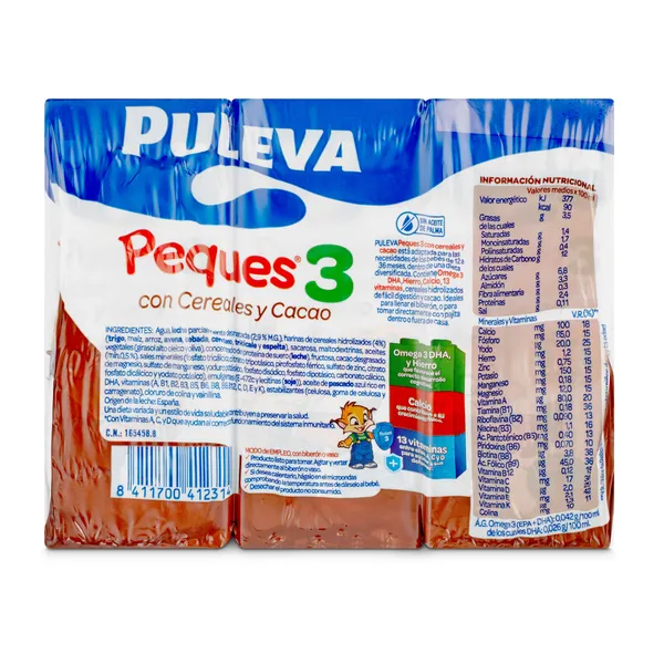 Leche infantil con cereales y cacao Peques 3 Puleva brik 3 x 200 ml 2