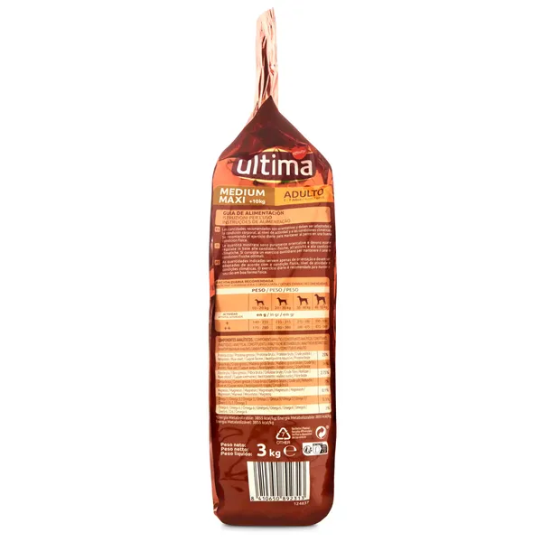 Alimento para perros adultos con pollo y arroz Ultima bolsa 3 Kg 3