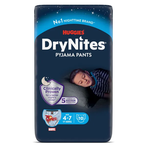 Pañales de noche para niños de 4 a 7 años Huggies DryNites bolsa 10 unidades 2