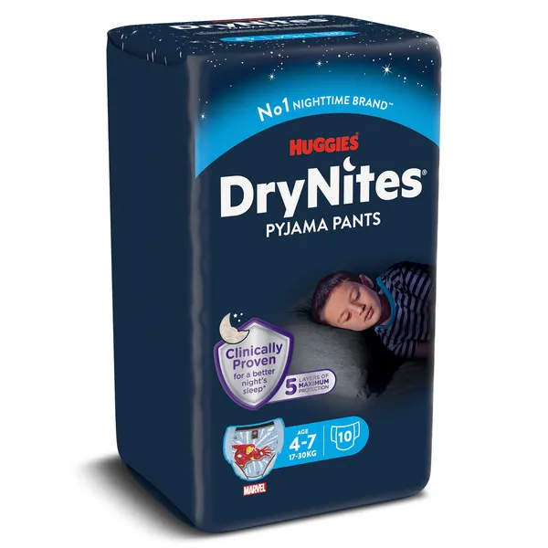 Pañales de noche para niños de 4 a 7 años Huggies DryNites bolsa 10 unidades 3