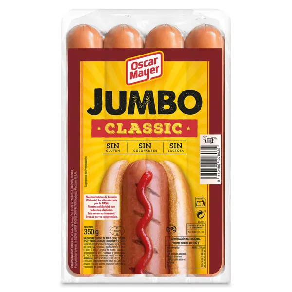 Salchichas cocidas jumbo classic Oscar Mayer 350 g 2