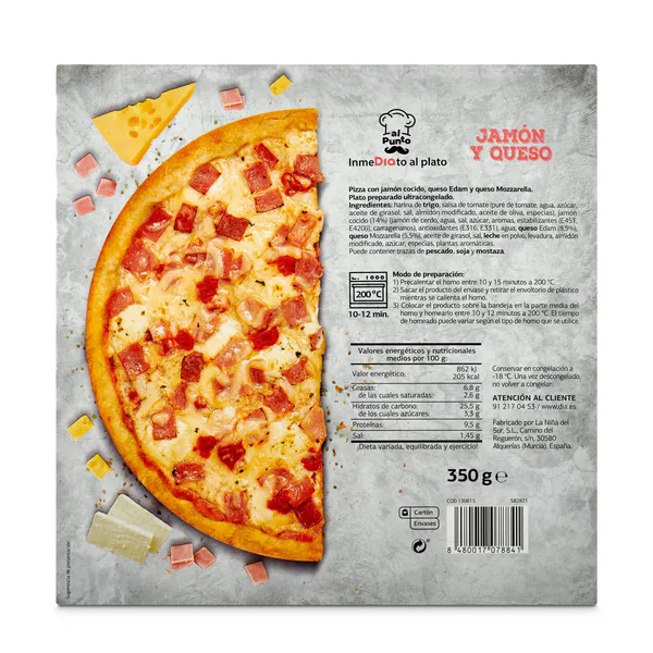 Pizza jamón y queso Dia Al Punto 350 g 3