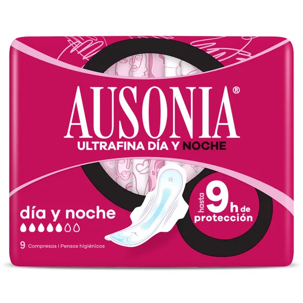 Compresas noche con alas más larga Ausonia bolsa 9 unidades 2
