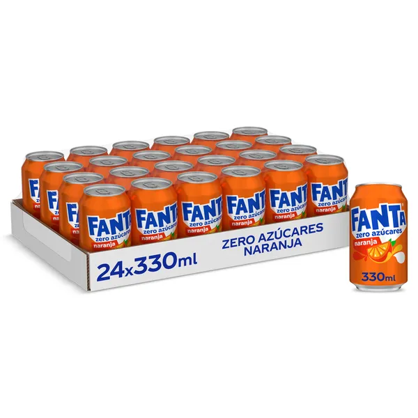 Refresco de naranja zero azúcares Fanta pack 24 x 33 cl