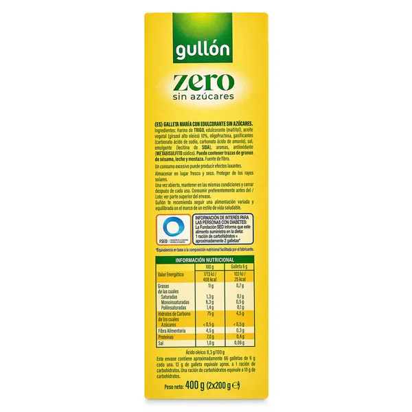 Galletas maría sin azúcares Gullón 400 g 4
