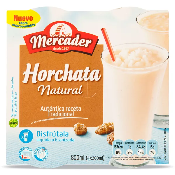 Granizado de horchata natural Mercader vaso 4 x 190 g 2