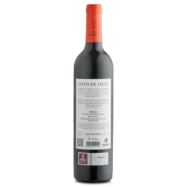 Vino tinto reserva D.O. Rioja Coto de Imaz botella 75 cl 2