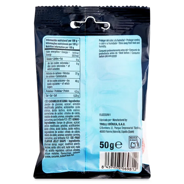 Golosinas gusanos ácidos glumies Trolli 50 g 3