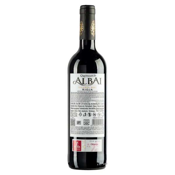 Vino tinto crianza D.O. Rioja Castillo de Albai botella 75 cl 2