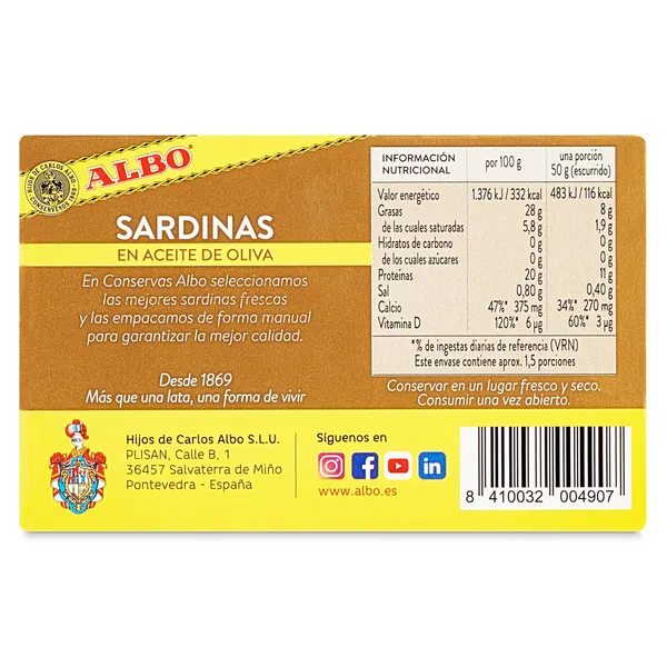 Sardinas en aceite de oliva Albo 85 g 4