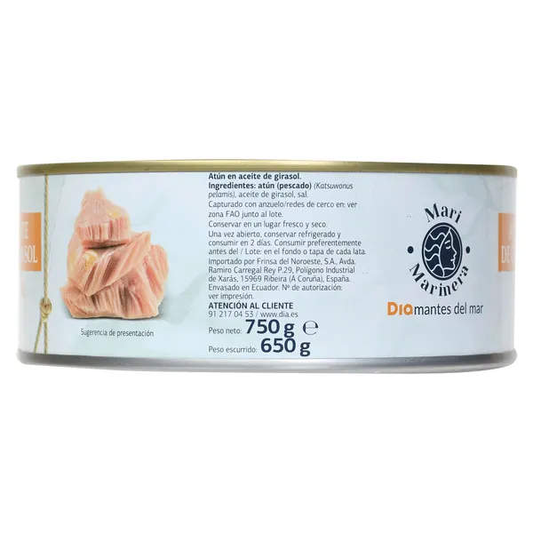 Atún en aceite de girasol Dia Mari Marinera lata 650 g 3
