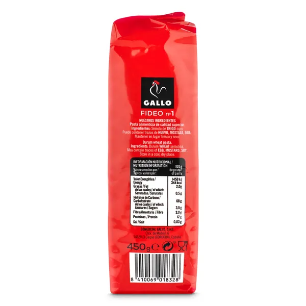 Fideo N.º 1 Gallo 450 g 2