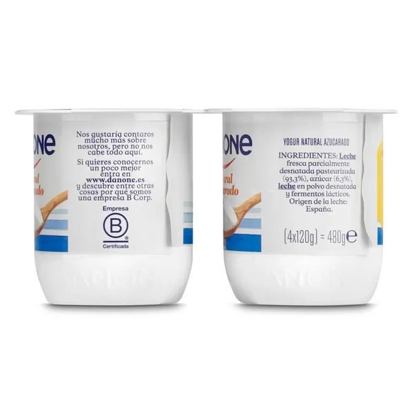 Yogur natural azucarado Danone pack 4 x 120 g 4