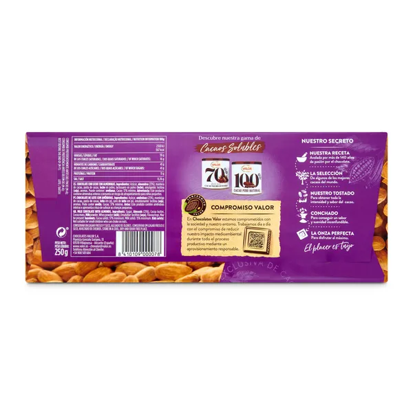 Chocolate con leche con almendras enteras Valor 250 g 3