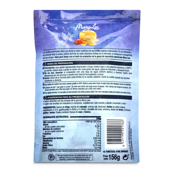 Preparado de tortitas americanas Mary Lee bolsa 156 g 2