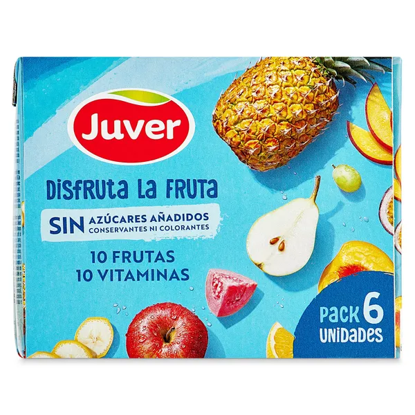 Bebida de zumo 10 frutas sin azúcares añadidos Juver Disfruta brik 6 x 200 ml 2