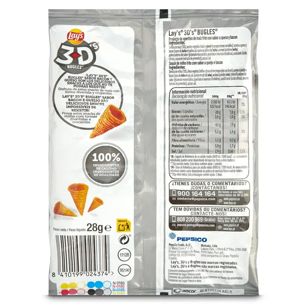 Lay's 3D's sabor queso y bacon 28 g 2