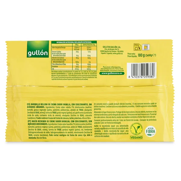 Barquillos de vainilla sin azúcares Gullón 180 g 3