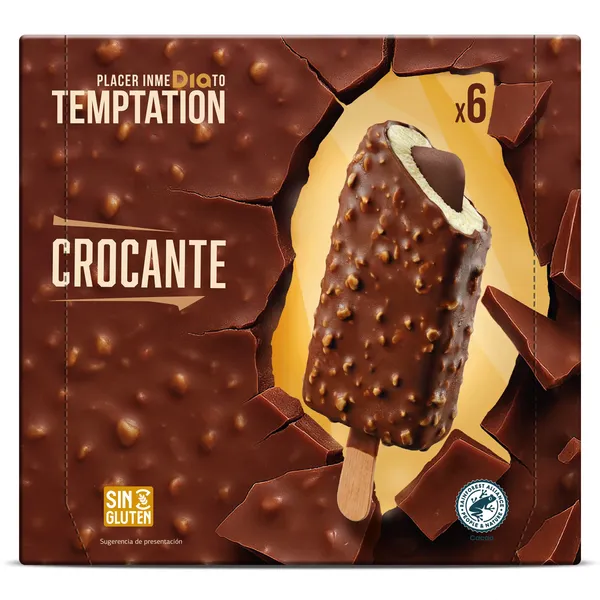 Helado bombón crocante Dia Temptation 6 x 63 g 2