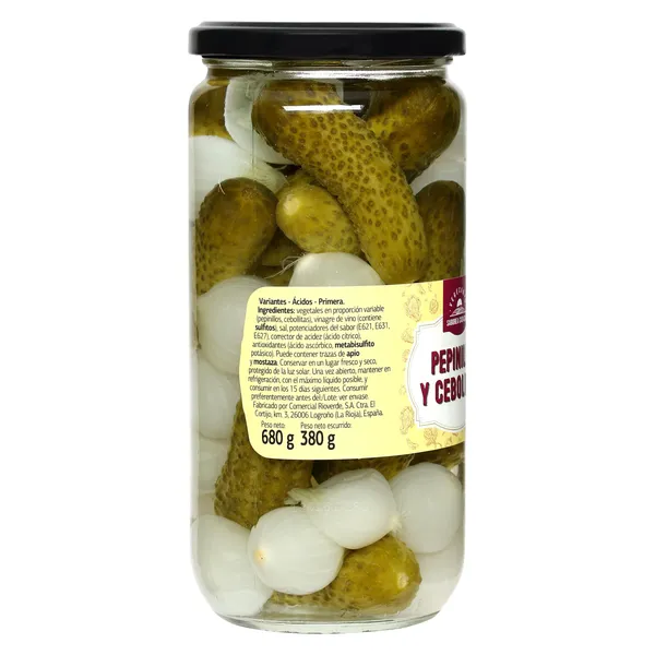 Pepinillos y cebollitas Vegecampo de Dia frasco 380 g 3