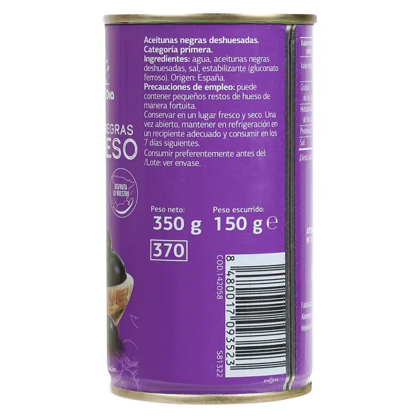 Aceitunas negras sin hueso Dia Vegecampo 150 g 3