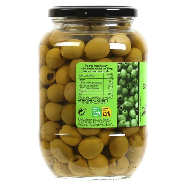 Aceitunas verdes sin hueso Dia Vegecampo frasco 400 g 2