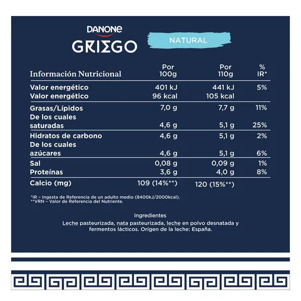 Yogur griego natural Danone pack 4 x 110 g 5