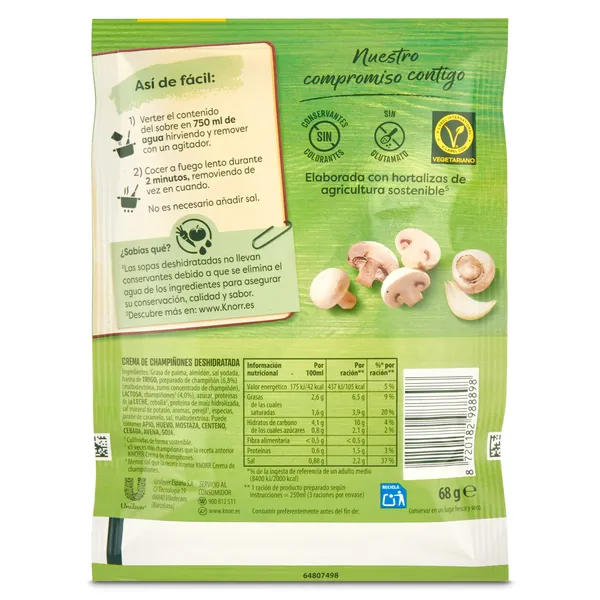 Crema de champiñones Knorr 68 g 2