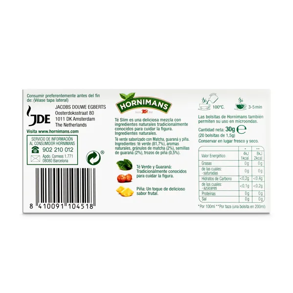 Té slim con té matcha Hornimans caja 20 unidades 3