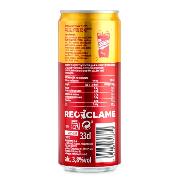 Tinto de verano con limón La Casera lata 33 cl 2