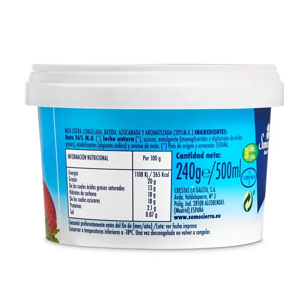Nata montada congelada Somosierra 240 g 4