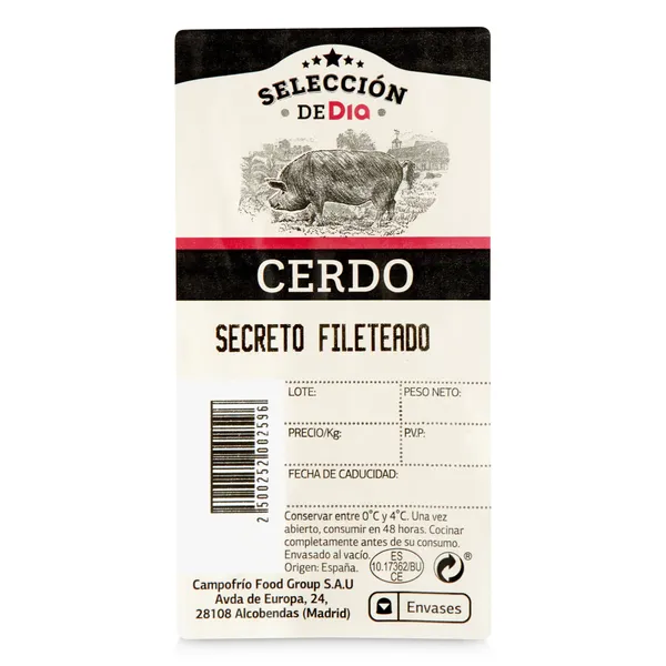 Secreto de cerdo Selección de Dia 600 g aprox. 4