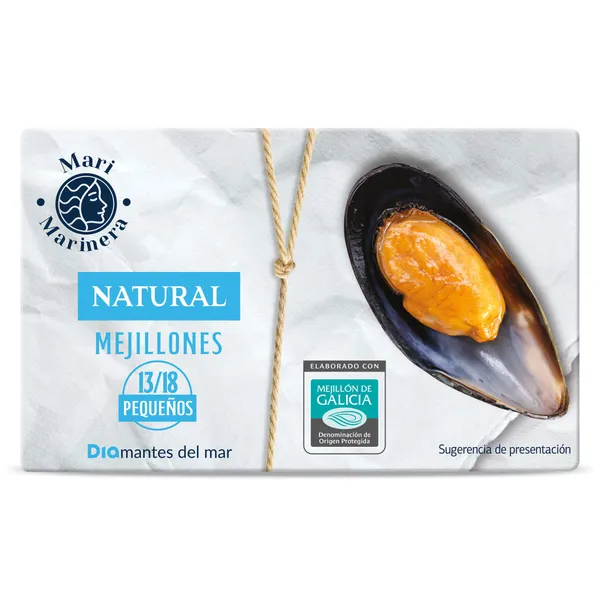 Mejillones al natural 13/18 piezas Dia Mari Marinera lata 69 g 2