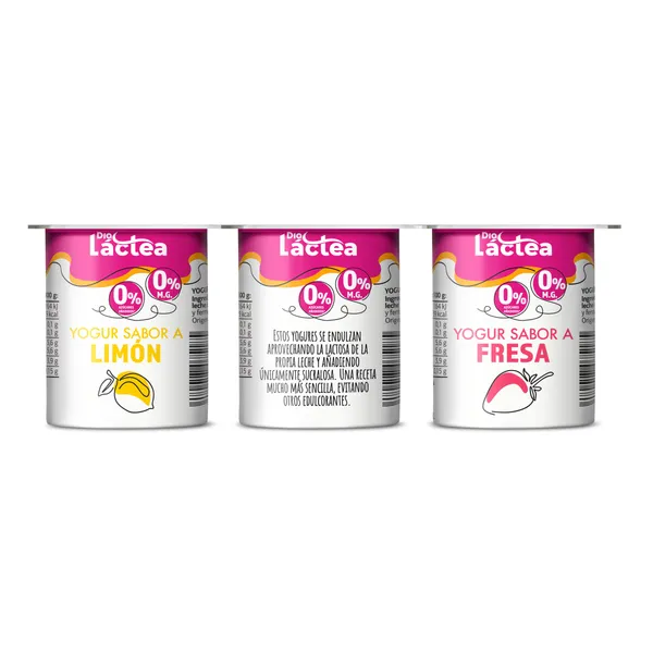 Yogur desnatado sabor limón, fresa y piña Dia Láctea pack 6 x 125 g 2