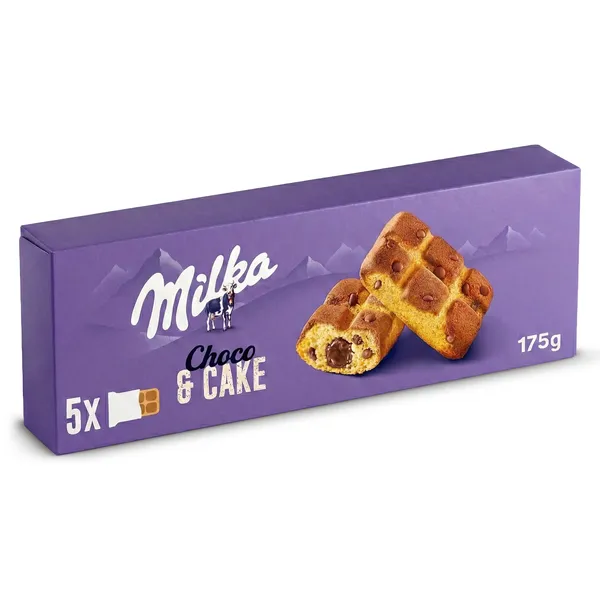 Bizcocho relleno con chocolate cake & choc Milka caja 175 g