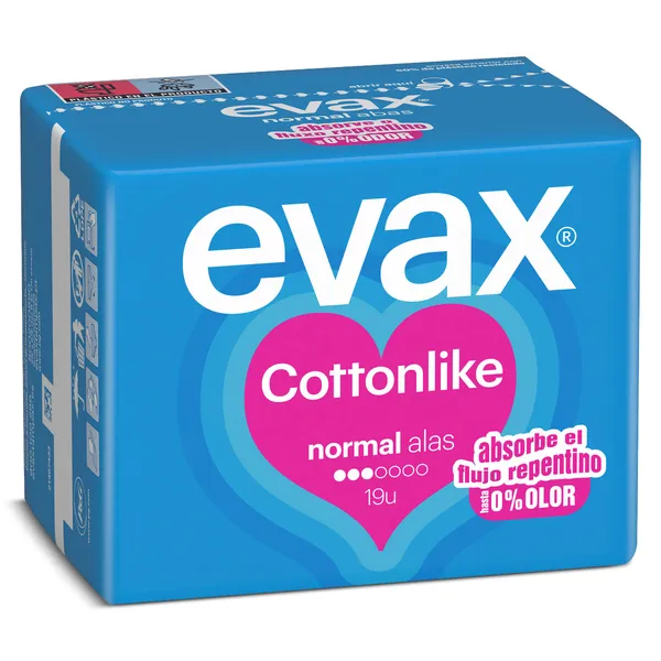 Compresas normal con alas Evax bolsa 19 unidades