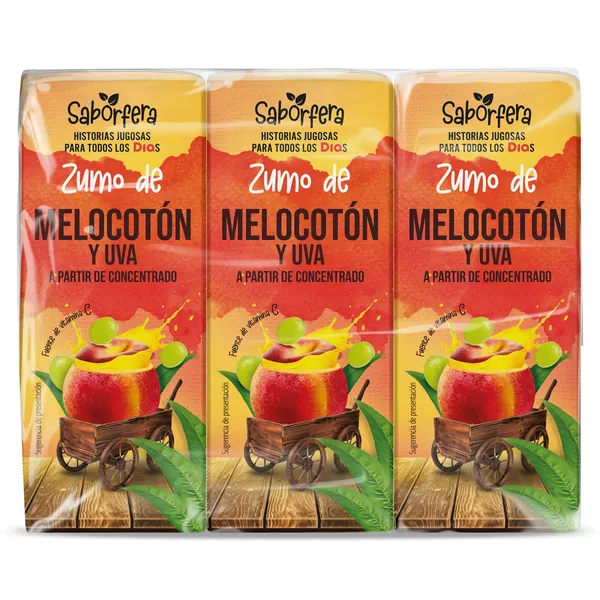Zumo de melocotón y uva Dia Saborfera pack 6 x 200 ml 2