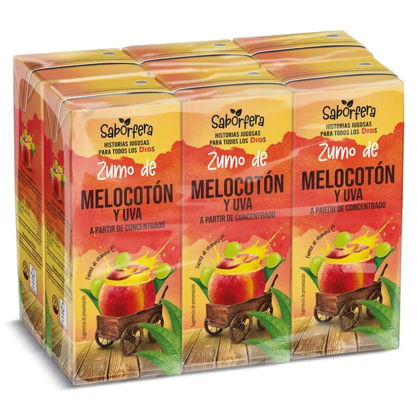 Zumo de melocotón y uva Dia Saborfera pack 6 x 200 ml 3