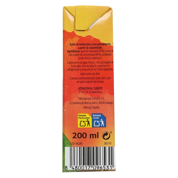 Zumo de melocotón y uva Dia Saborfera pack 6 x 200 ml 4