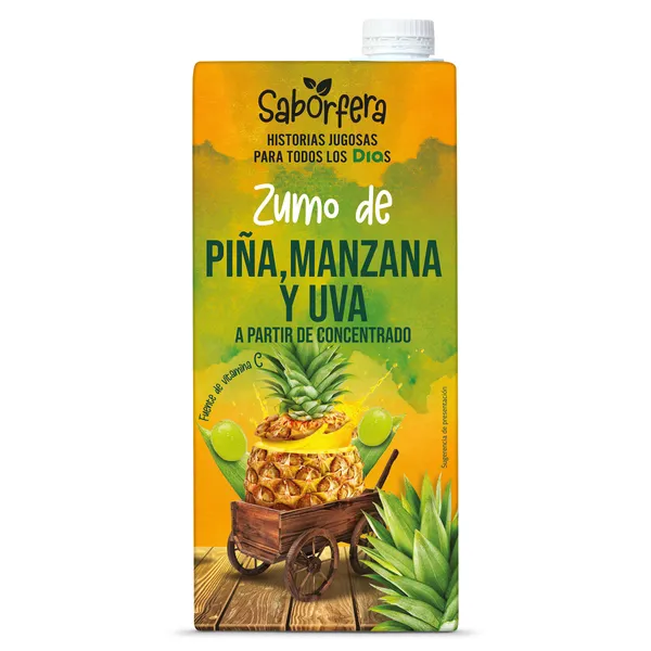 Zumo piña, manzana y uva Saborfera de Dia brik 1 L 2