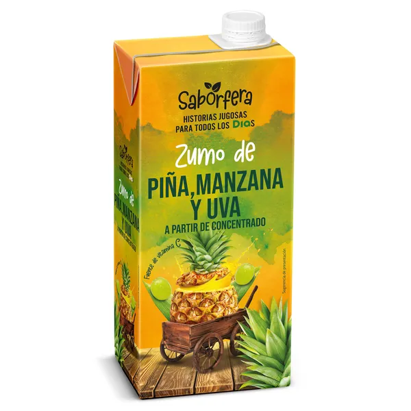 Zumo piña, manzana y uva Saborfera de Dia brik 1 L