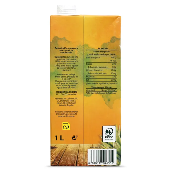 Zumo piña, manzana y uva Saborfera de Dia brik 1 L 3