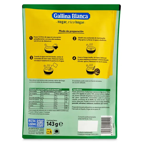 Tallarines parmesana Gallina Blanca 143 g 2