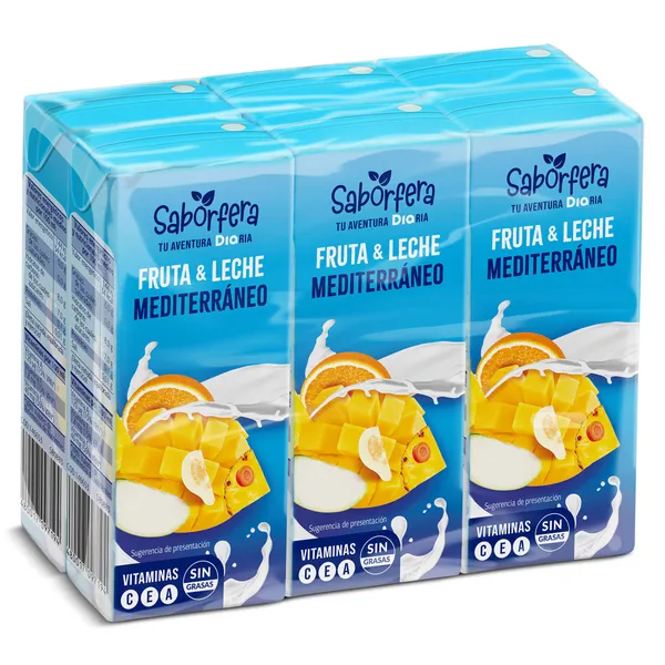 Bebida de zumo de frutas y leche mediterráneo Saborfera de Dia brik 6 x 200 ml